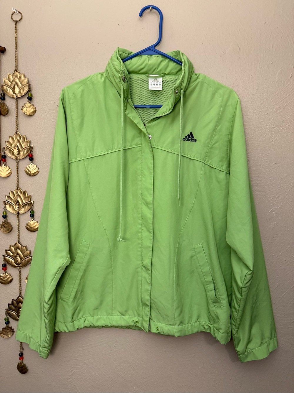 Adidas Vintage Y2K 2006 green navy athletic full zip windbreaker jacket size L
